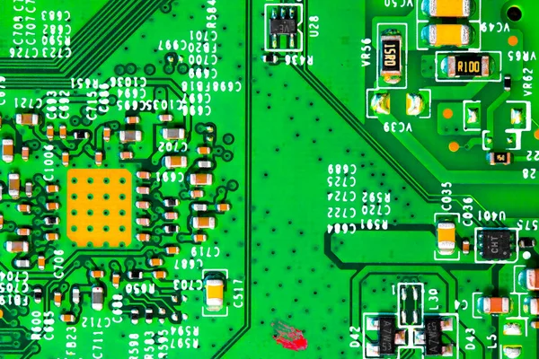 Macro Close Van Componenten Microchips Printplaat — Stockfoto