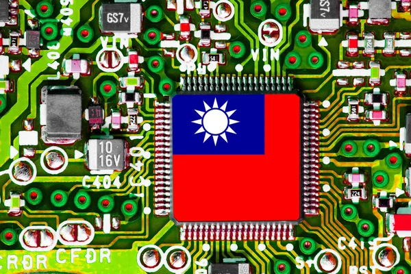 Bandera Nacional Taiwán Superpuesta Microchip Placa Circuito Integrado —  Fotos de Stock