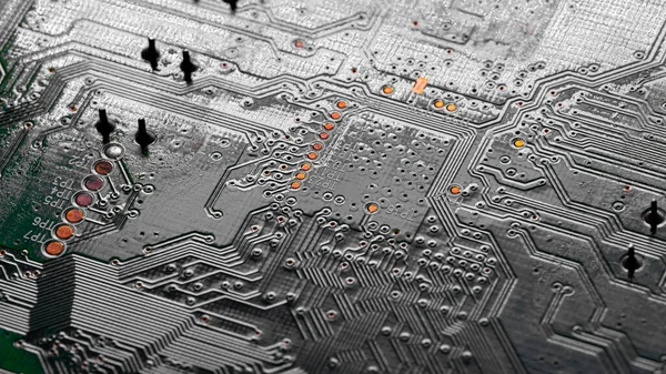 Macro Primo Piano Componenti Microchip Sul Circuito Stampato Del — Foto Stock