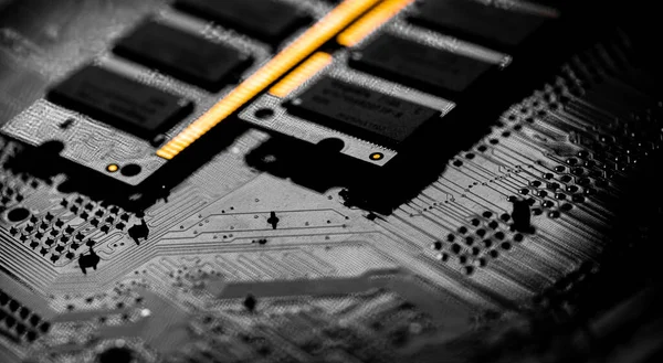 Macro Close Computer Ram Chip Random Access Memory Chip Slot — Φωτογραφία Αρχείου