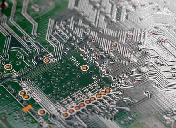 Macro Primer Plano Del Cableado Impreso Placa Circuito Del Enrutador —  Fotos de Stock
