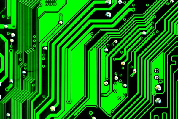 Macro Close Printed Wiring Green Circuit Board — Stock Photo, Image