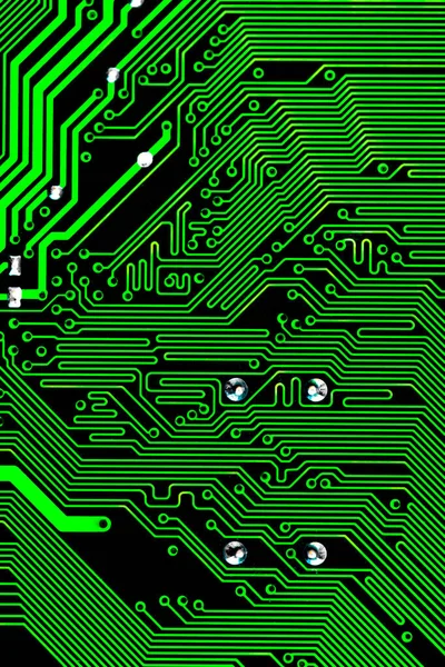 Macro Primer Plano Cableado Impreso Placa Circuito Verde —  Fotos de Stock