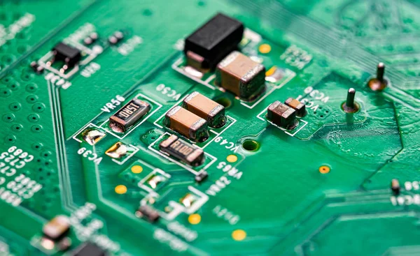 Macro Primer Plano Del Cableado Impreso Placa Circuito Del Enrutador — Foto de Stock