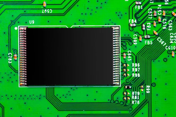 Pc线路板上元件及微晶片的宏闭合 — 图库照片