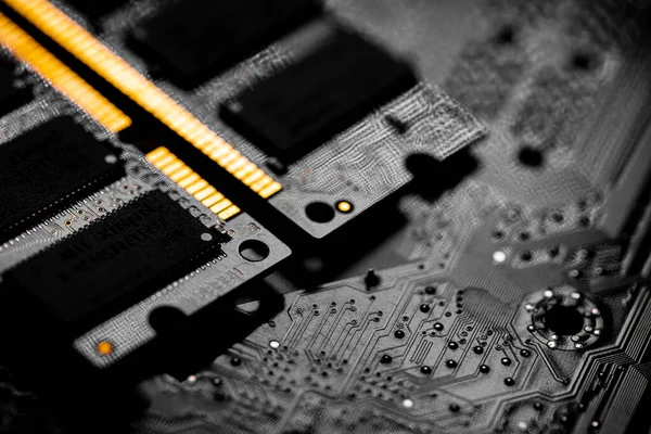 Macro Close Van Computer Ram Chip Willekeurige Toegang Geheugen Chip — Stockfoto