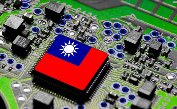 Tayvan Ulusal Bayrağı entegre devre kartında PC mikro çip üzerine yerleştirildi