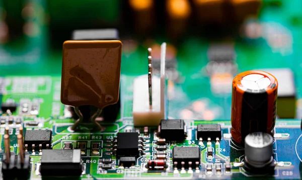 Macro Close Components Microchips Circuit Board — Φωτογραφία Αρχείου