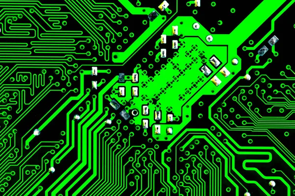 Macro Primer Plano Cableado Impreso Placa Circuito Verde —  Fotos de Stock