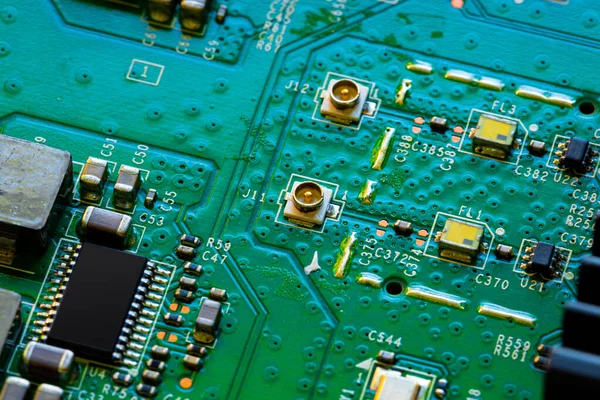 Macro Close Components Microchips Circuit Board — Stock Photo, Image