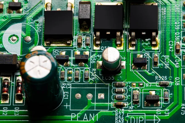 Macro Close Components Microchips Circuit Board — Stock Photo, Image