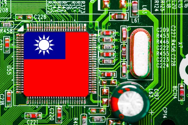 Bandera Nacional Taiwán Superpuesta Microchip Placa Circuito Integrado —  Fotos de Stock