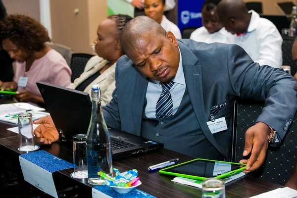 Johannesburg South Africa January 2014 Diverse Business Persons Going Data — Stock Photo, Image