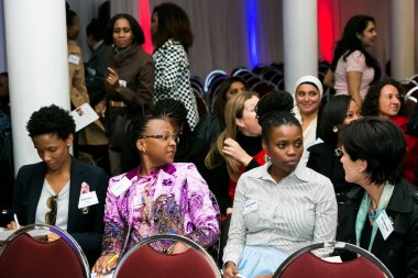 Johannesburg, South Africa - July 14, 2014: Diverse woman networking at corporate convention event