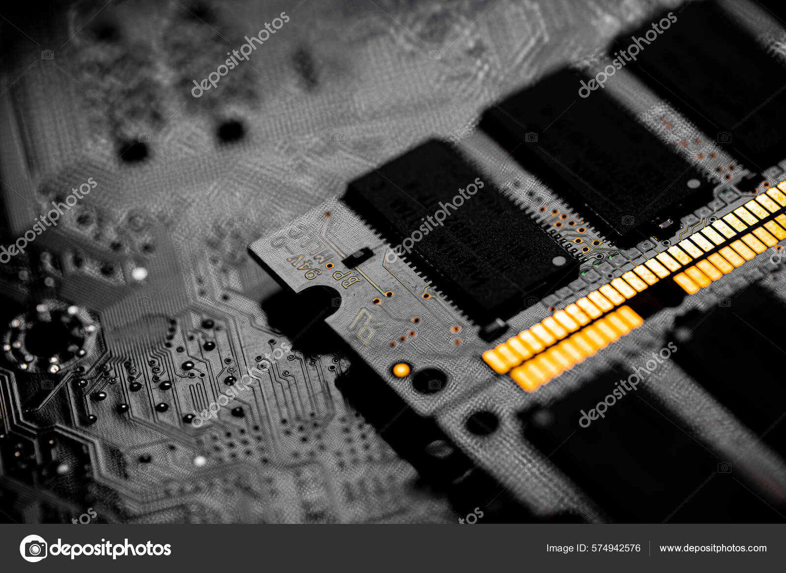 Macro Close Computer Ram Chip Random Access Memory Chip Slot Stock Photo by  ©SunshineSeeds 574942576