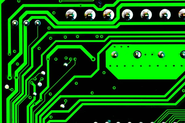 Macro Primer Plano Cableado Impreso Placa Circuito Verde — Foto de Stock