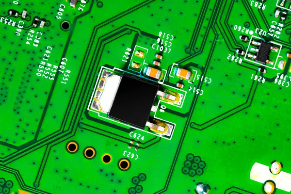 Macro Închiderea Componentelor Microcipurilor Plăcile Circuite — Fotografie, imagine de stoc
