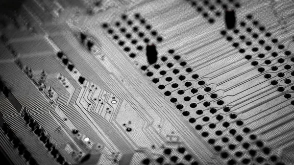 Macro Cierre Cableado Impreso Soldadura Placa Circuito — Foto de Stock