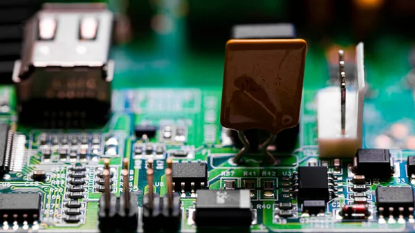 Macro Close Components Microchips Circuit Board — Stock Photo, Image