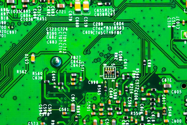 Macro Cierre Componentes Microchips Placa Circuito —  Fotos de Stock