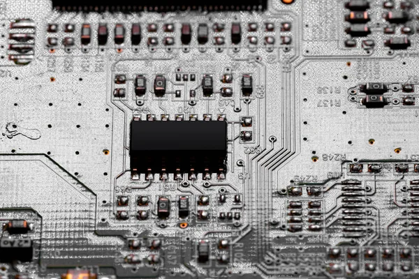 Macro Close Components Microchips Circuit Board — Stock Photo, Image