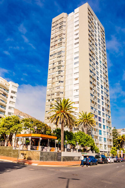 Cape Town, South Africa - May 12, 2022: Cafe Coffee Shop on Sea Point Beach front avenue 