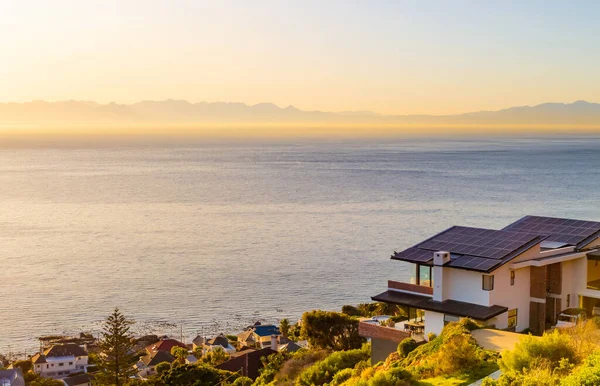 Elevated panoramic view of False Bay, Cape Town, South Africa