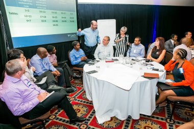 Johannesburg, South Africa - November 28, 2013: Diverse delegates attending a networking and leadership workshop