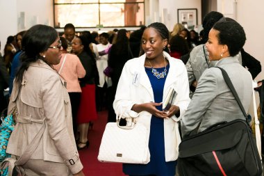 Johannesburg, South Africa - July 14, 2014: Diverse woman networking at corporate convention event