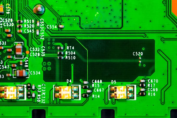 Macro Close Van Componenten Microchips Printplaat — Stockfoto