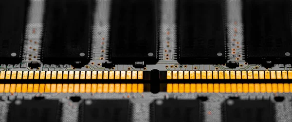 Macro Close Computer Ram Chip Random Access Memory Chip Slot — Stock Photo, Image