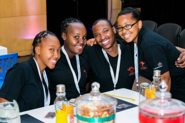 Johannesburg, South Africa - February 24, 2014: Diverse College students attending a business leadership workshop