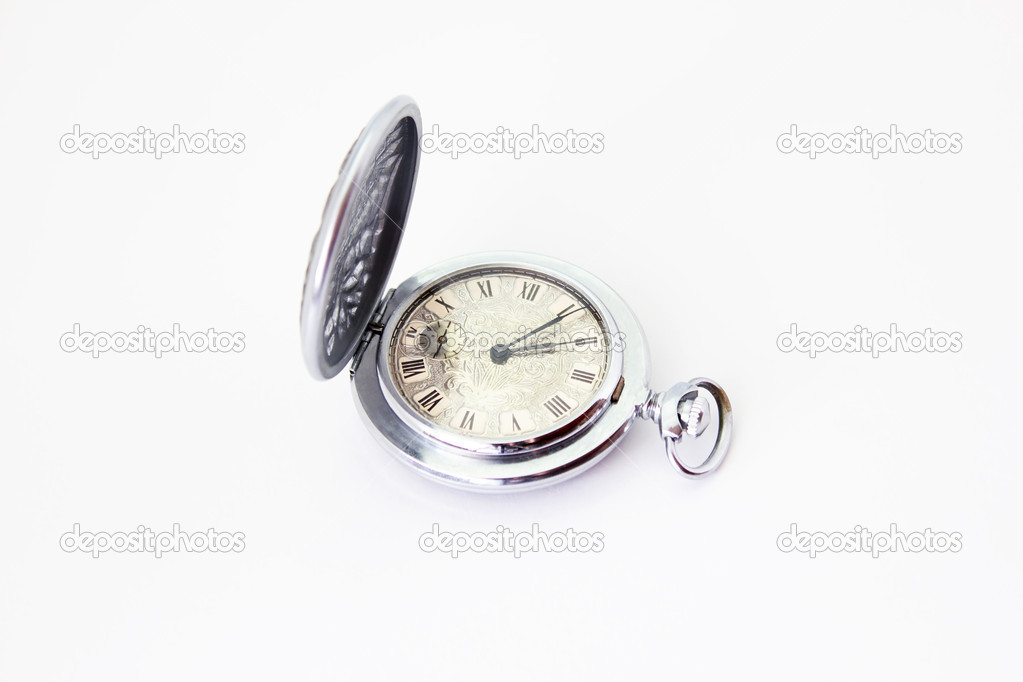 antique old clock on the white background