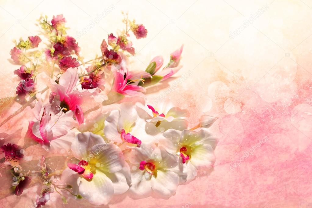 wonderful bouquet of flowers on a pink background