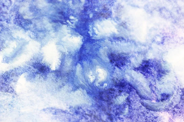 Sbavature di acquerello blu, bianco e lilla — Foto Stock