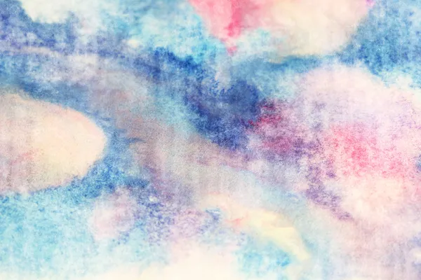 柔らかいピンク、青、白い水彩画の汚れ — ストック写真