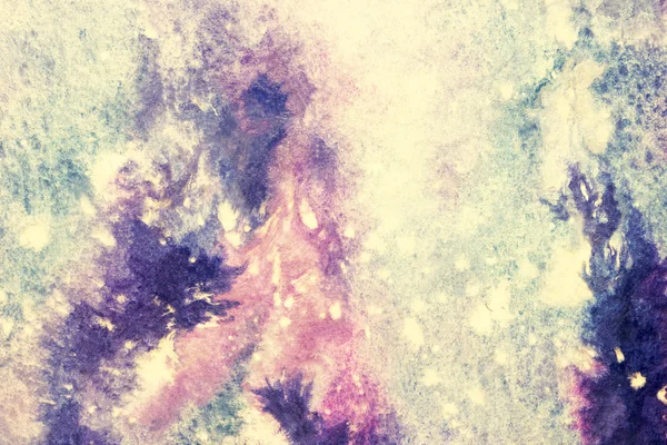 Abstract purple and blue watercolor smudges with white splatter — Stock Photo, Image