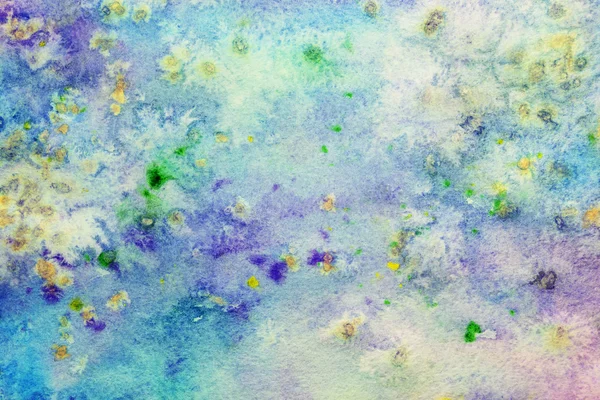 Blue watercolor background with colorful splashes — Stock Photo, Image