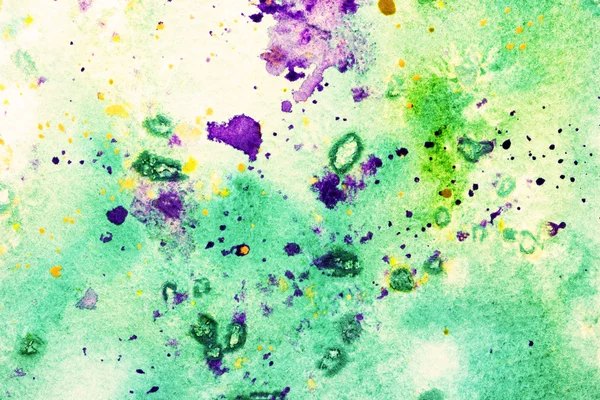 Зеленый акварельный фон с красочными всплесками — стоковое фото