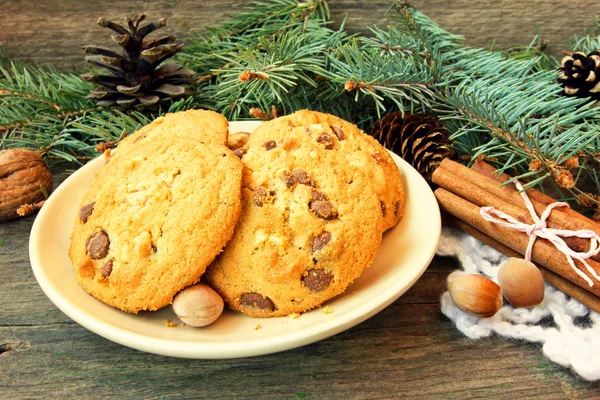 Yummy cookies with chocolate — Stock Photo, Image
