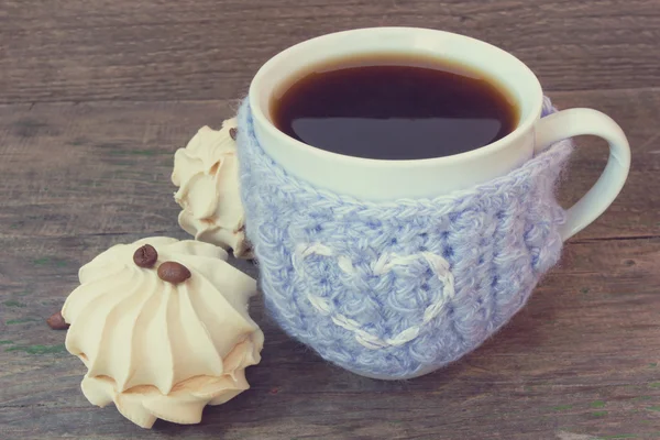 Cafea și zefir de vanilie pentru gustare — Fotografie, imagine de stoc