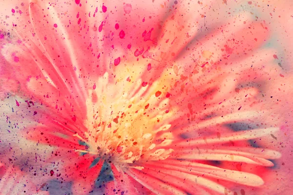 Obra de arte cênica com bela flor vermelha e aquarela — Fotografia de Stock