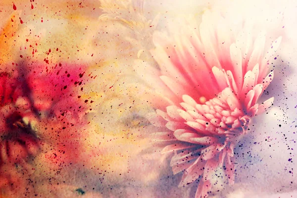Malebné kresbu s roztomilý růžový květ — Stock fotografie