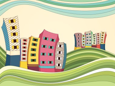 renkli manzara vektör çizim