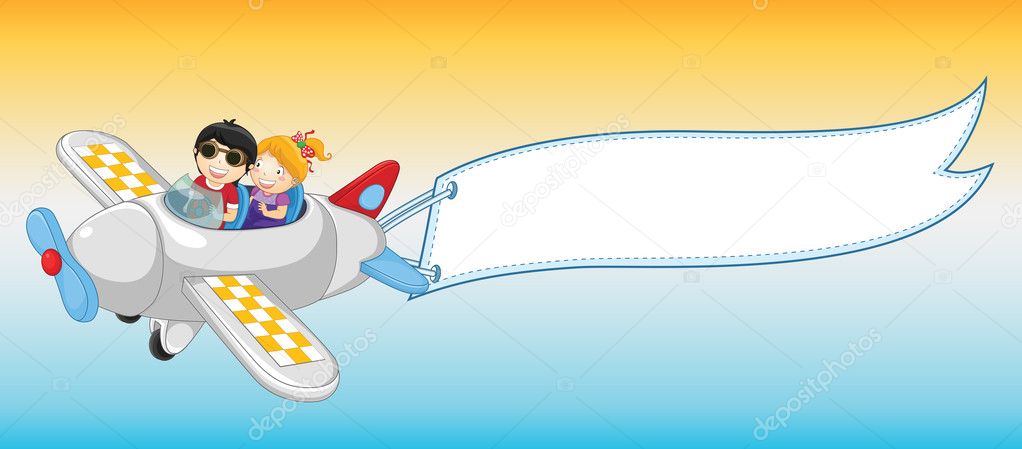 Plane banner vector illustration