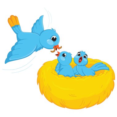 kuş besleme bebek vektör çizim