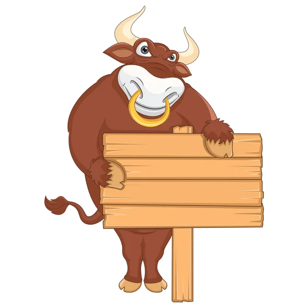Isolated Bull with Banner Vector Illustration — Stock Vector