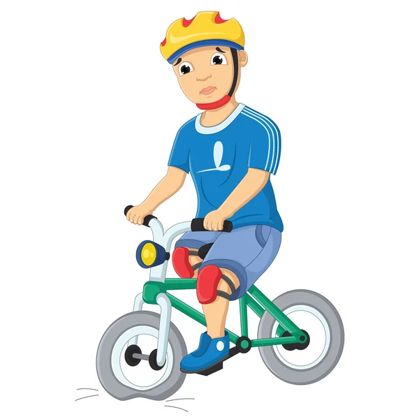 Chłopiec i zniszczony rower ilustracji wektorowych — Wektor stockowy