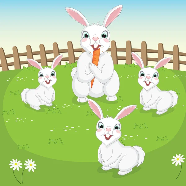 Vector Illustration Of Cute Rabbits — Stock Vector