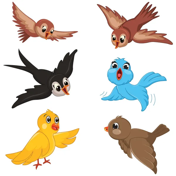 Juego de ilustración vectorial de aves — Archivo Imágenes Vectoriales